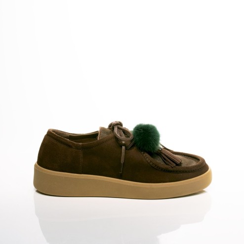 MOCASSINO STRINGA BOAT POMPON