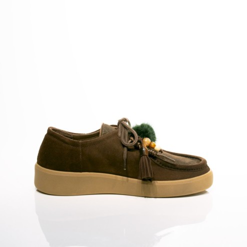 MOCASSINO STRINGA BOAT POMPON